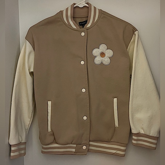 Girls Beige, brownish, varsity jacket. Size (14 L). - Picture 1 of 1